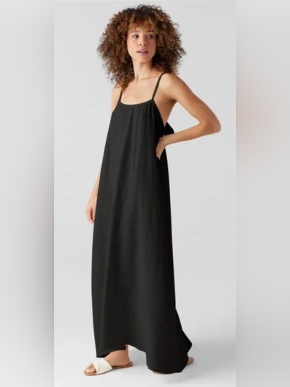 NWT Sol Angeles Black Gauzy Sleeveless Maxi Dress,Size-M/L